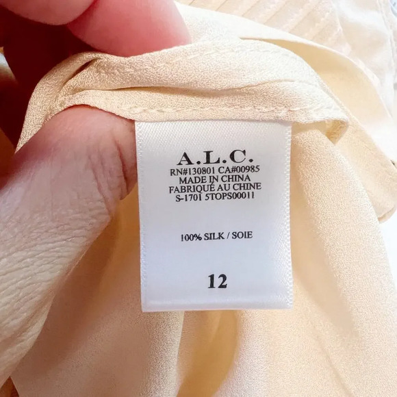NWT A.L.C. Pleated‎ Sleeveless High Neck Silk Blouse in Blush size 12 - Picture 6 of 8